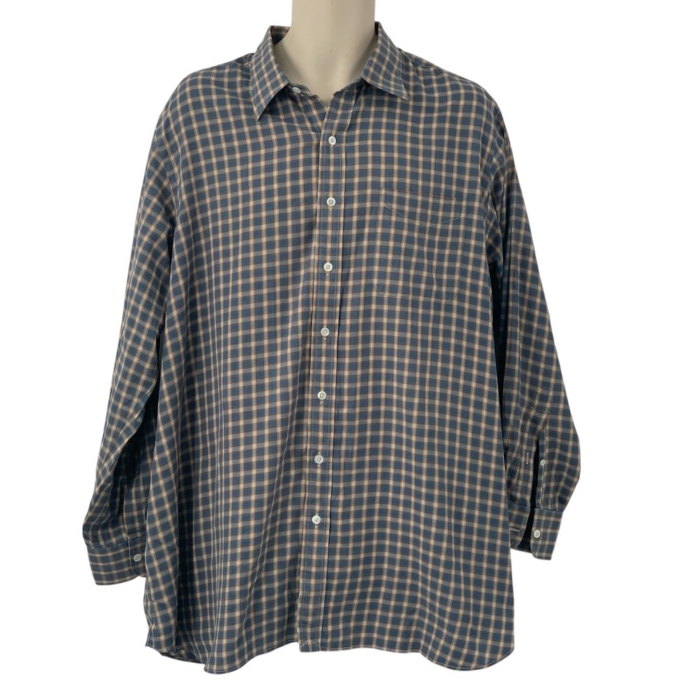 Hamilton Since 1883 Men's‎ Long Sleeve Button Up Shirt Blue/Brown Plaid Size XL